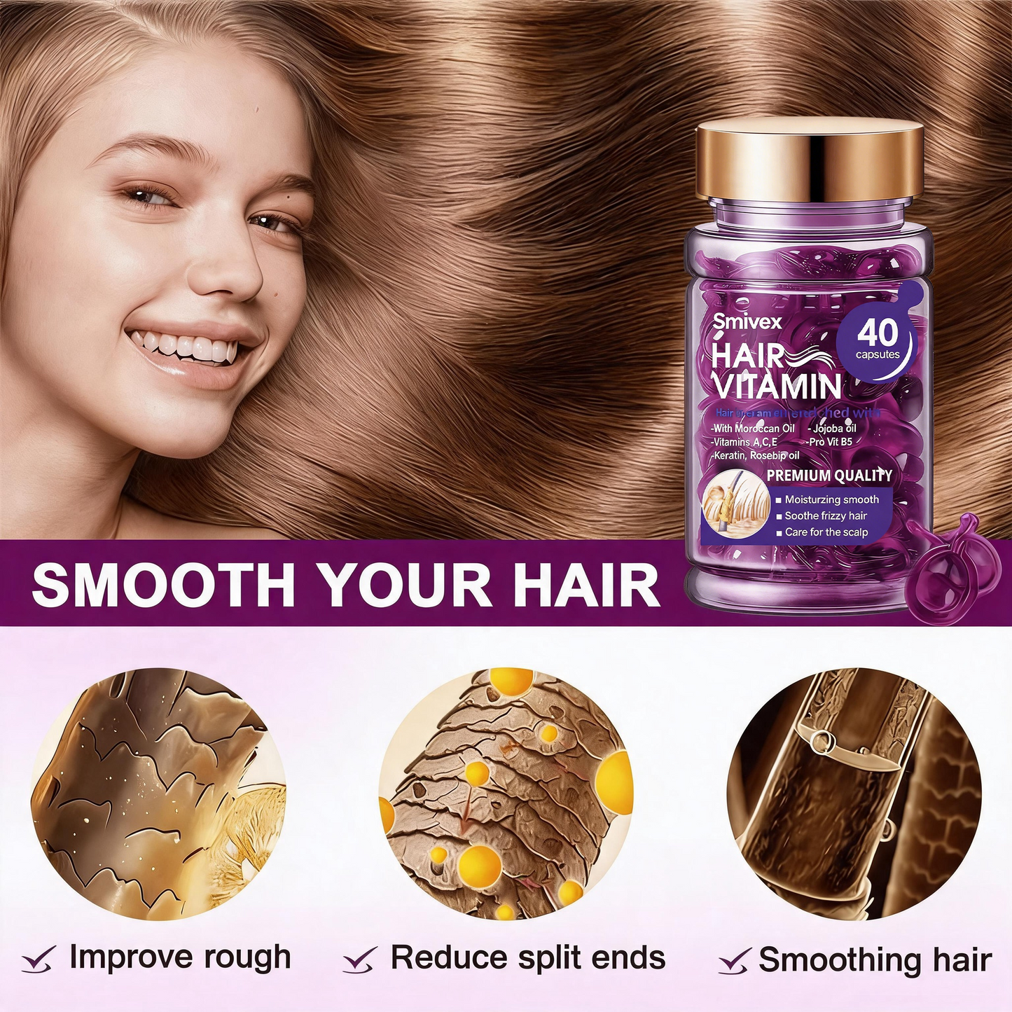 Moroccan Oil Hair Vitamin Capsules – Smooth, Shiny & Frizz-Controlled Hair