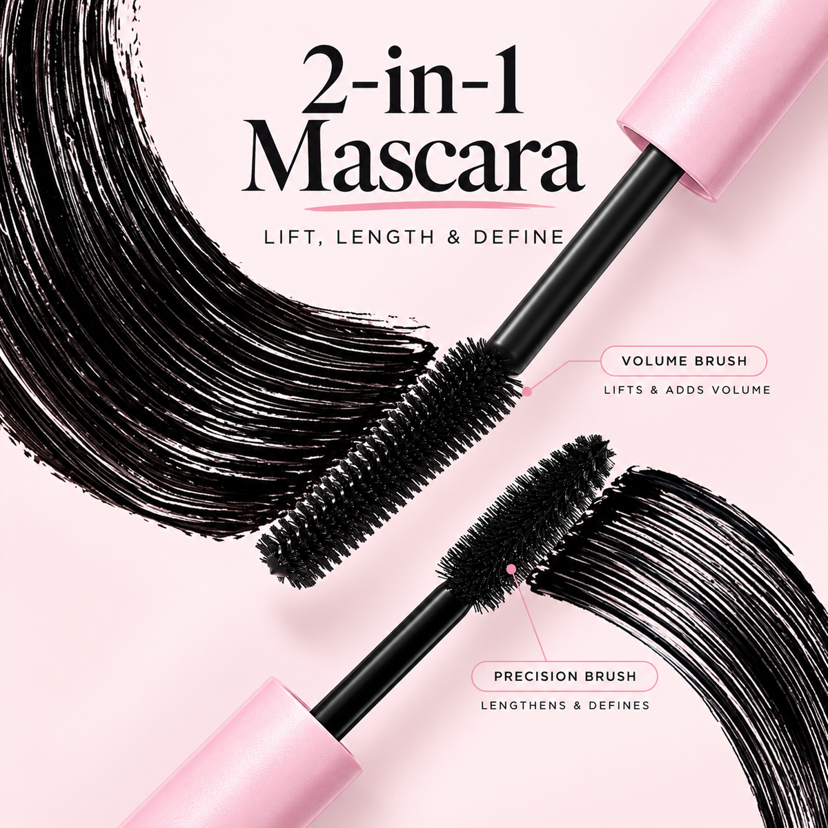 2-in -1 Long-Lasting Volumizing and Curling Mascara