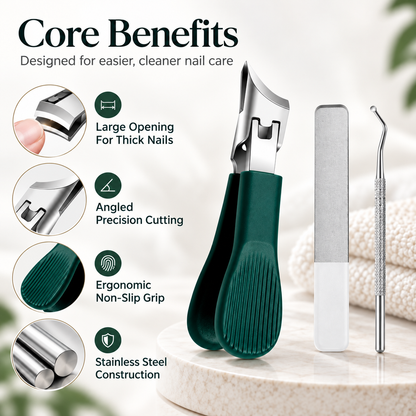 3-Piece Angled Nail Clipper Pedicure Tool Set
