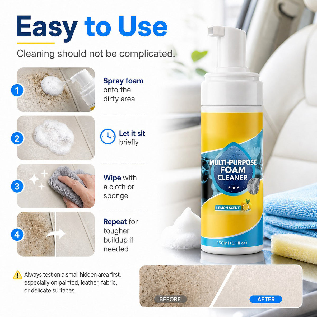 Skavix Multi-Enzyme Foam Spray Cleaner—Multi‑Surface Cleaner for Kitchen, Bathroom & Car Interior, Less Scrubbing Formula