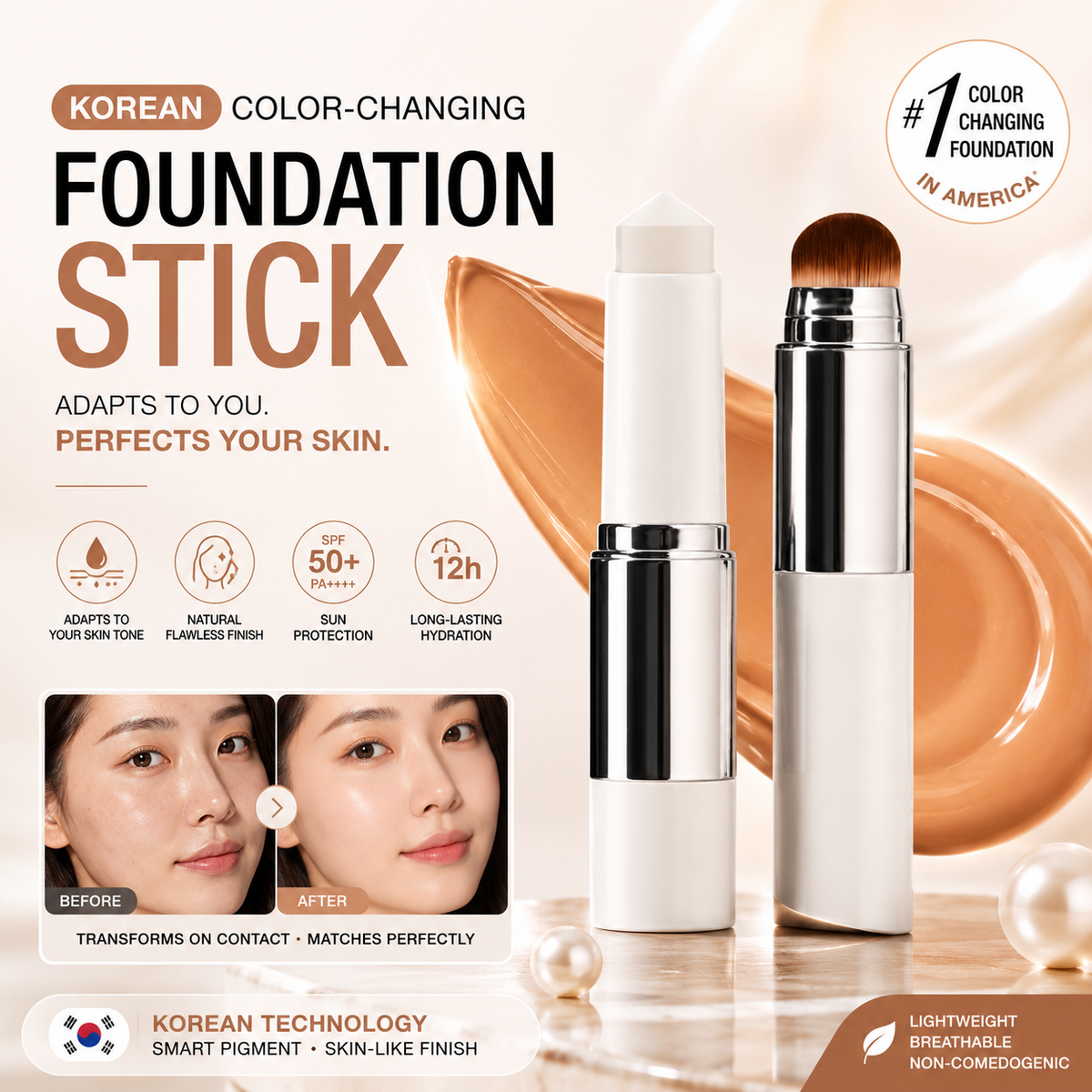 Korean Color-Changing Foundation Stick