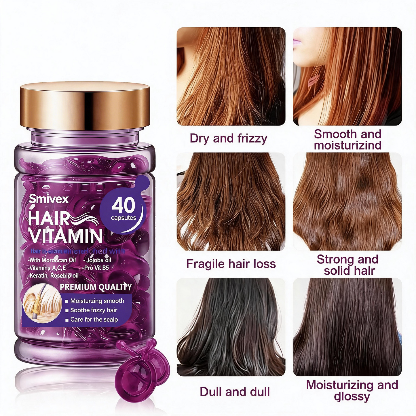 Moroccan Oil Hair Vitamin Capsules – Smooth, Shiny & Frizz-Controlled Hair