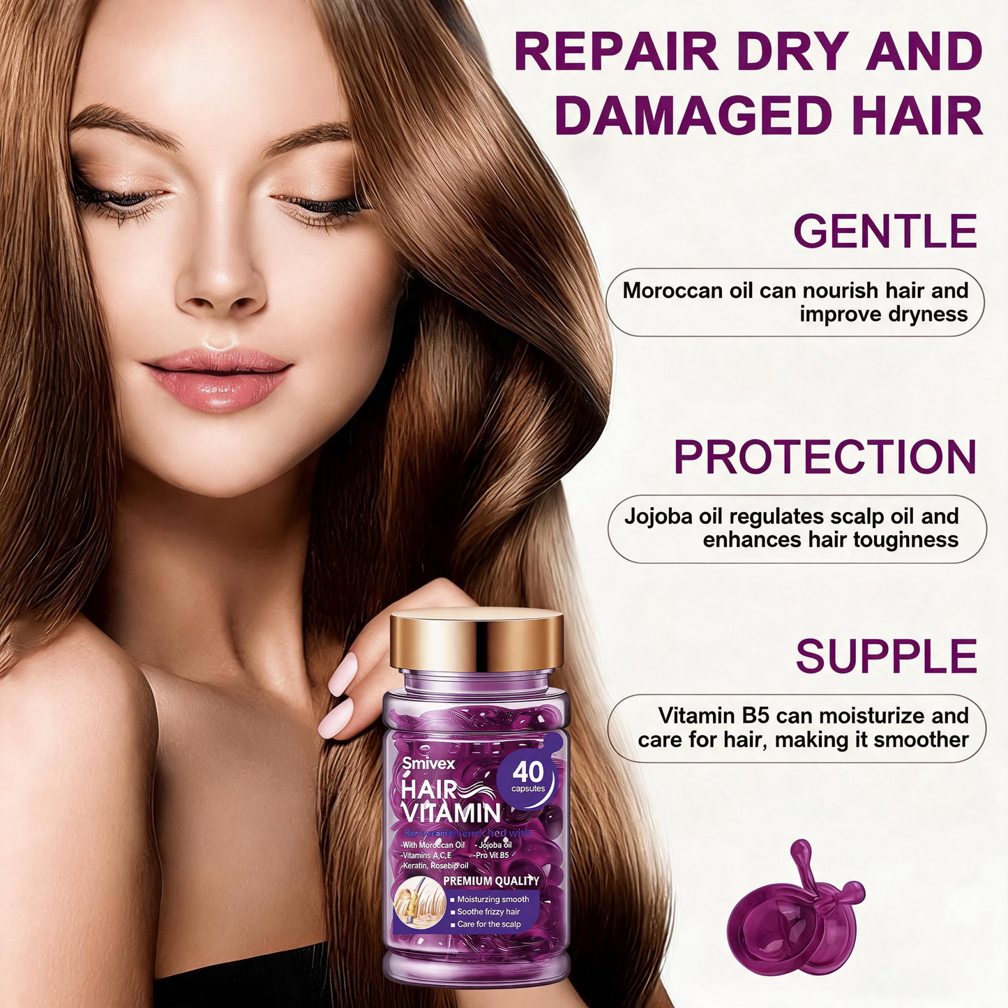Moroccan Oil Hair Vitamin Capsules – Smooth, Shiny & Frizz-Controlled Hair